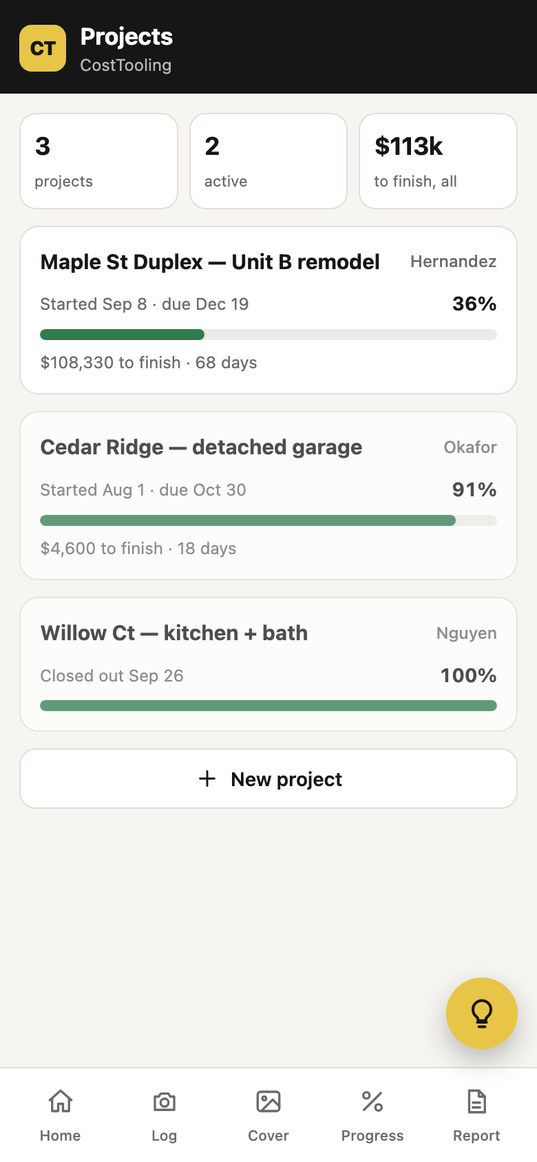 Projects list