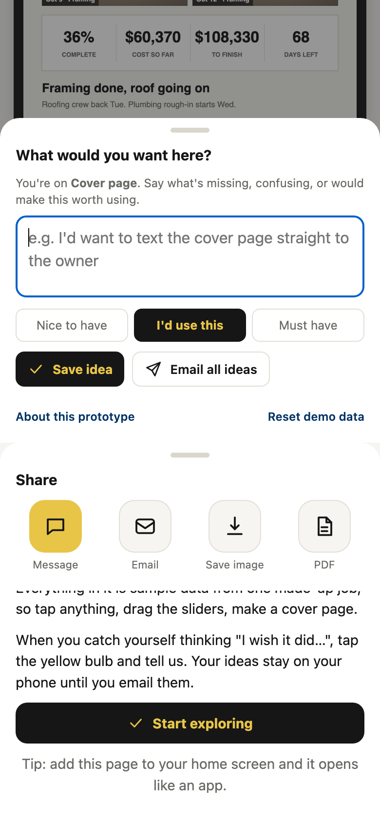 Idea sheet